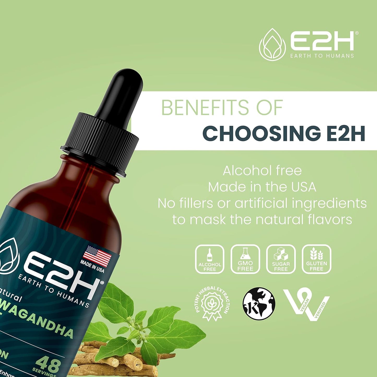 Organic Ashwagandha Liquid Drops for Stress Relief and Mood Enhancement - Natural Cortisol Manager, Non-GMO Vegan Supplement (3 Bottles)