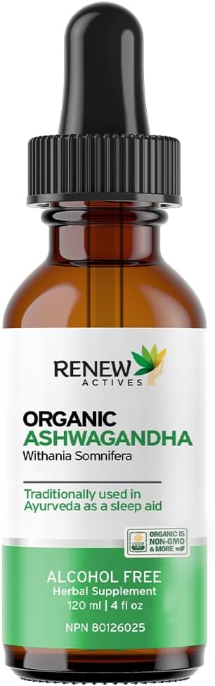 Organic Ashwagandha Liquid for Cognitive Function, Energy, Stress Reduction - 120 ml Formula for Memory, Sleep, Immune Health & Clarity