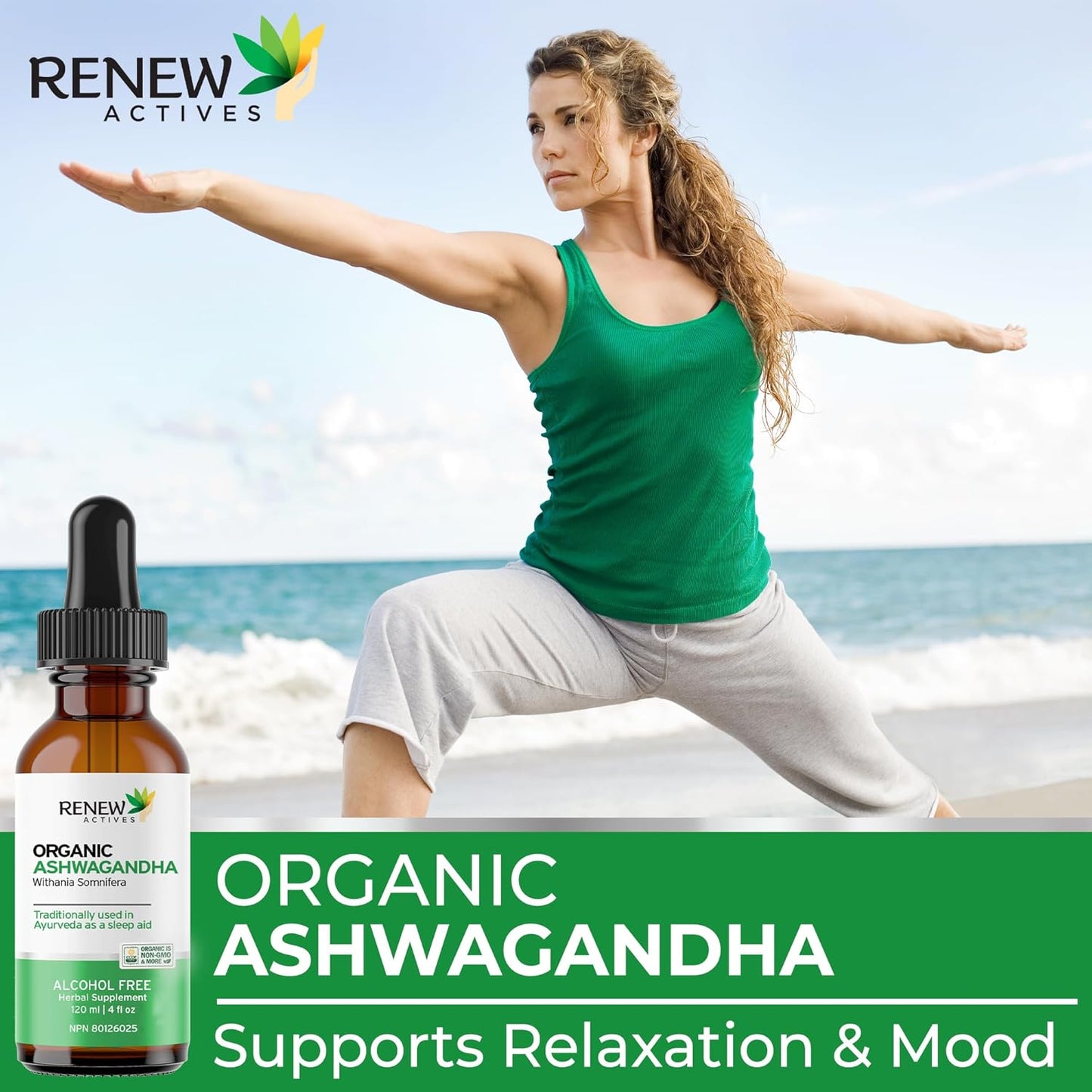 Organic Ashwagandha Liquid for Cognitive Function, Energy, Stress Reduction - 120 ml Formula for Memory, Sleep, Immune Health & Clarity
