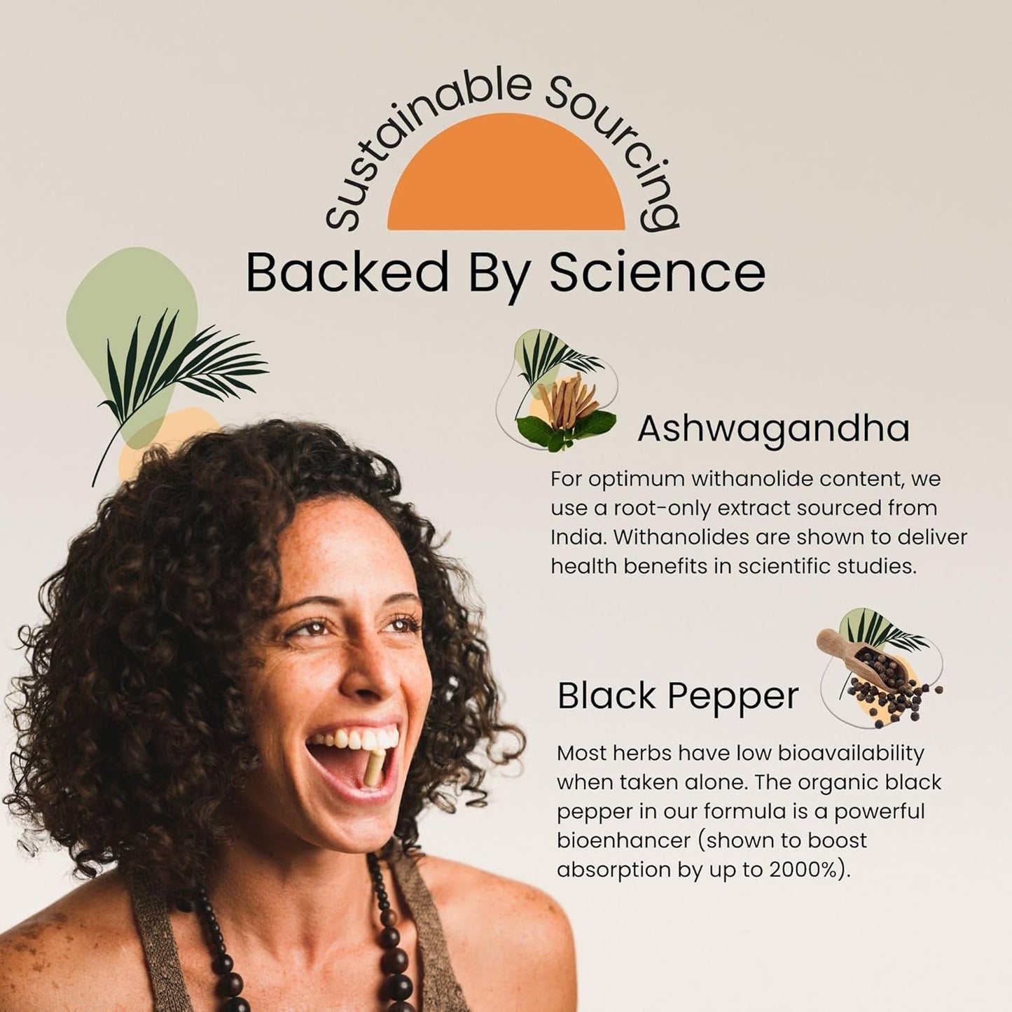 Organic Ashwagandha Root Capsules with Black Pepper - 1300mg Stress & Mood Support - Thyroid & Immune Supplement - Clarity, Focus, Energy - Gluten Free - 60 Count