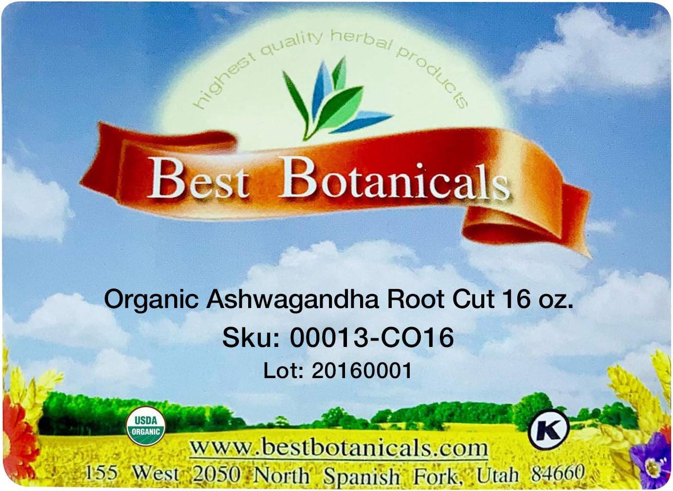 Organic Ashwagandha Root Cut 16 oz - Premium Botanicals for Ultimate Wellness