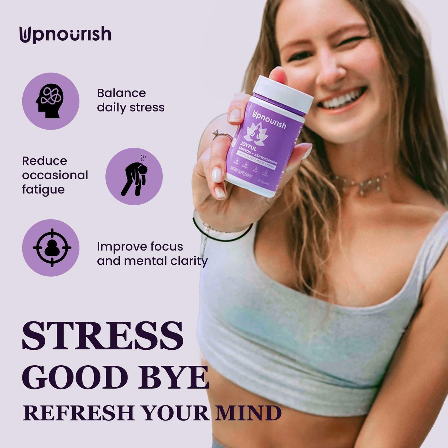 Organic Ashwagandha Saffron Probiotic Supplements for Stress Relief, Mood Enhancement, and Focus - Vegan Capsules with L-Theanine and Rhodiola