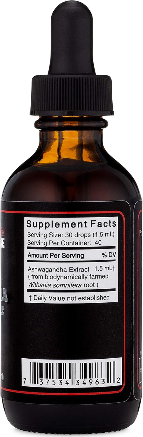 Organic Ashwagandha Spagyric Tincture - Liquid Drops for Men and Women - Promotes Sleep and Balances Cortisol - USA Grown Root Extract - 2 fl oz