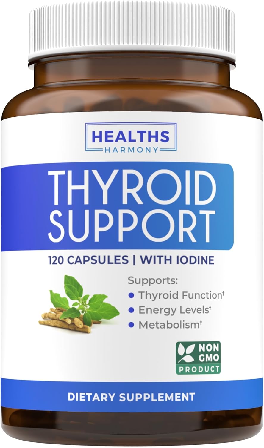 Organic Ashwagandha Thyroid Support Bundle - Adrenal & Cortisol Health Harmony - Energy Boost for Men & Women