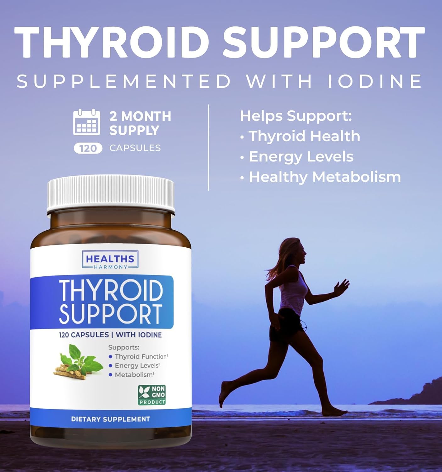 Organic Ashwagandha Thyroid Support Bundle - Adrenal & Cortisol Health Harmony - Energy Boost for Men & Women