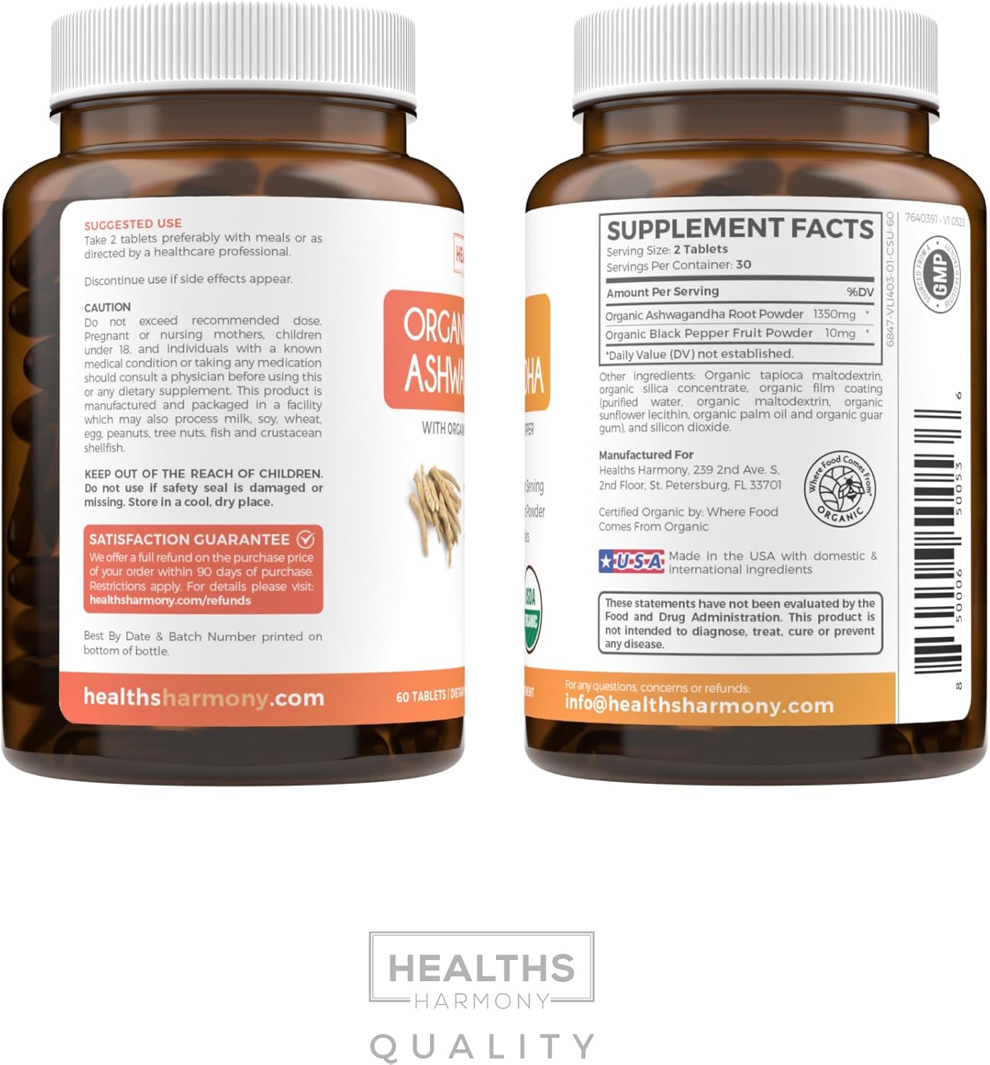 Organic Ashwagandha Thyroid Support Bundle - Adrenal & Cortisol Health Harmony - Energy Boost for Men & Women