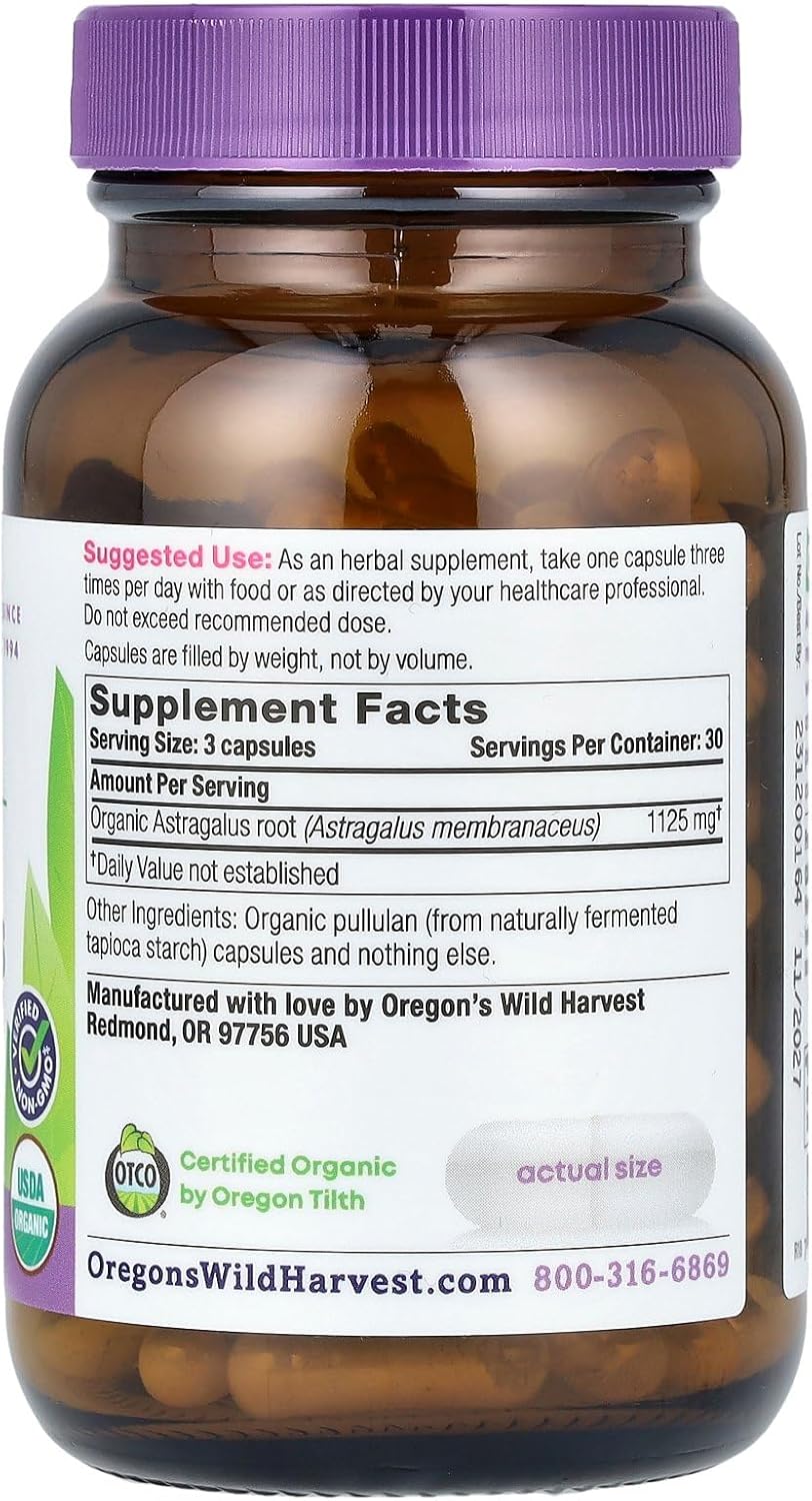 Organic Astragalus Capsules for Long-Term Immune Support - 90 Count from Oregon's Wild Harvest
