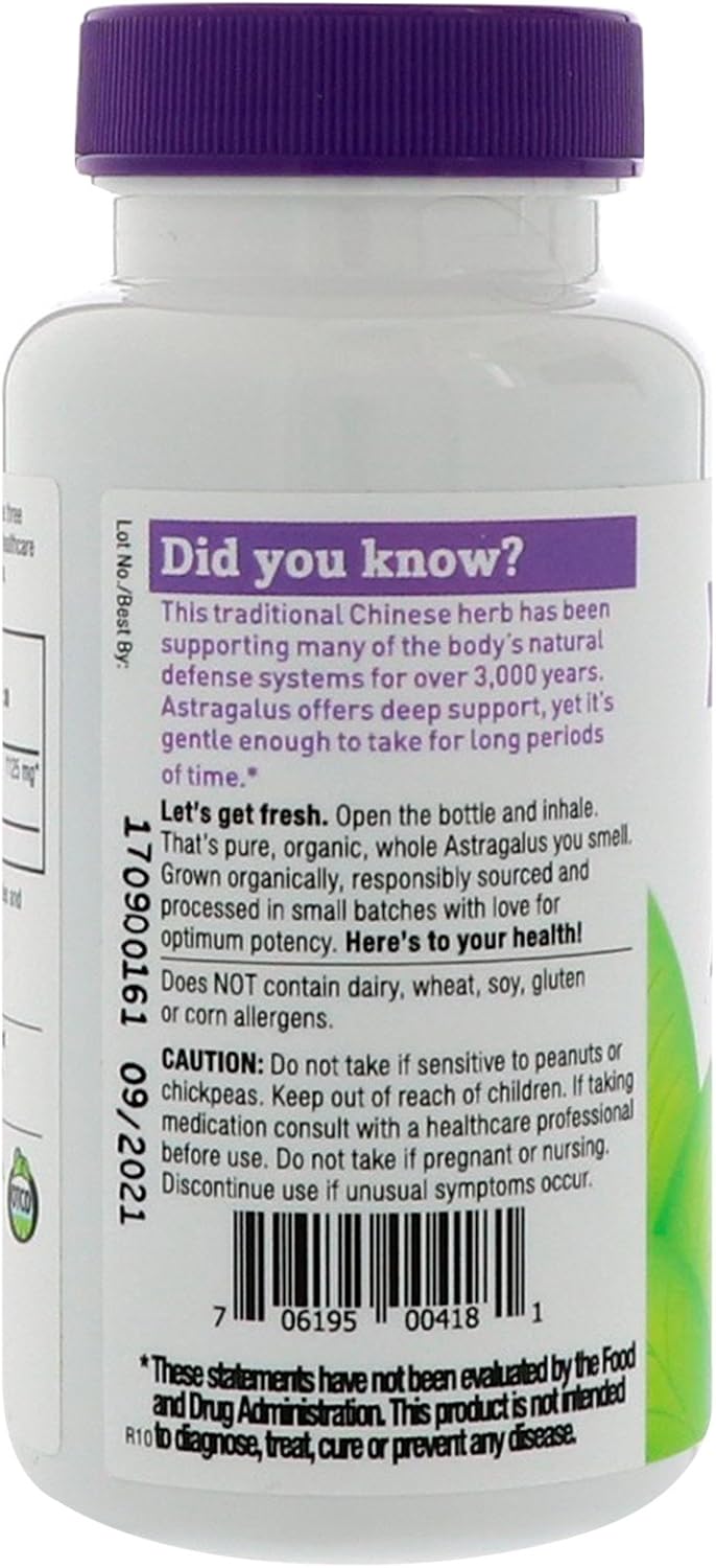 Organic Astragalus Capsules for Long-Term Immune Support - 90 Count from Oregon's Wild Harvest