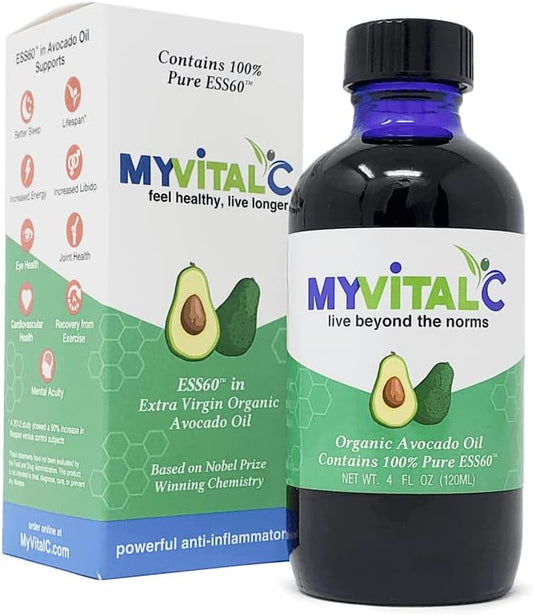 Organic Avocado Oil with ESS60 Antioxidants for Anti-Aging, Longevity, and Energy - 120ML