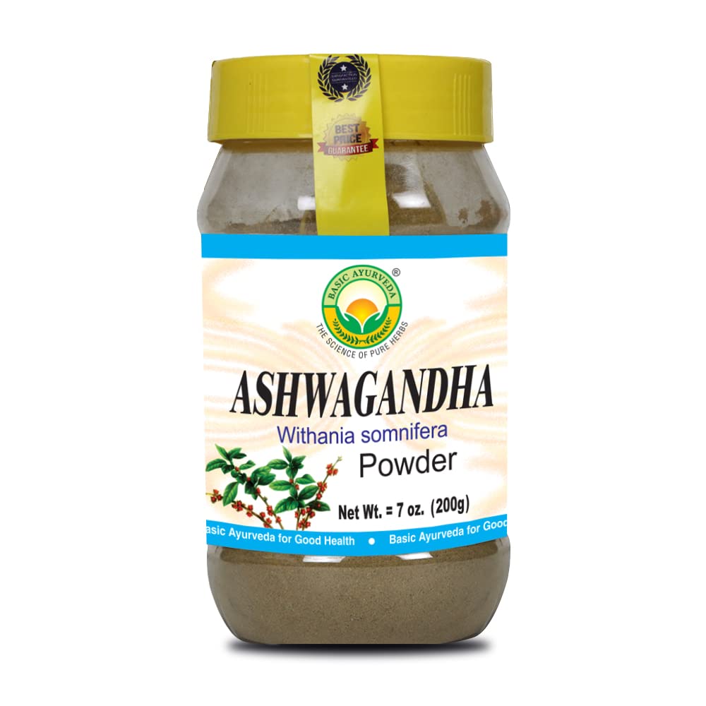 Organic Ayurvedic Ashwagandha Powder for Energy, Focus, and Mood Support - 7.05 Oz (200g)