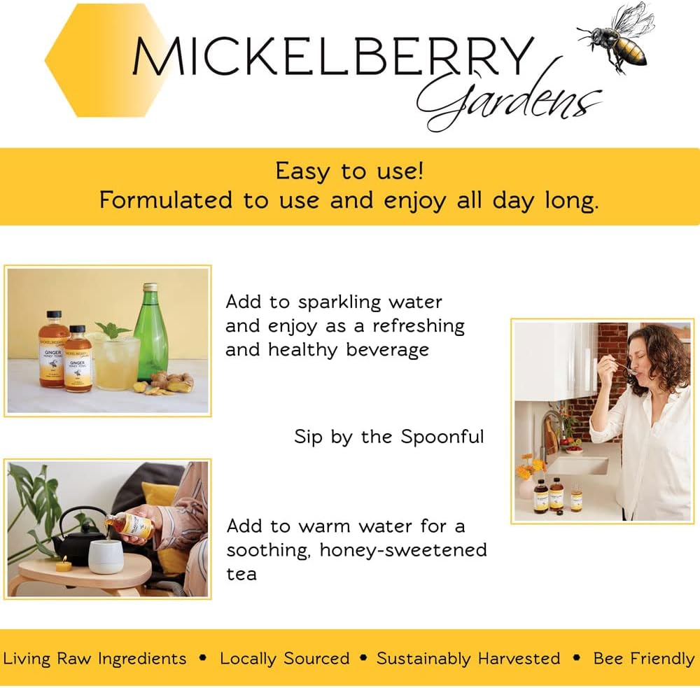 Organic Bee Pollen Honey Tonic for Respiratory Support - Raw Honey Oxymel with Stinging Nettle - 8 Oz (2 Pack)