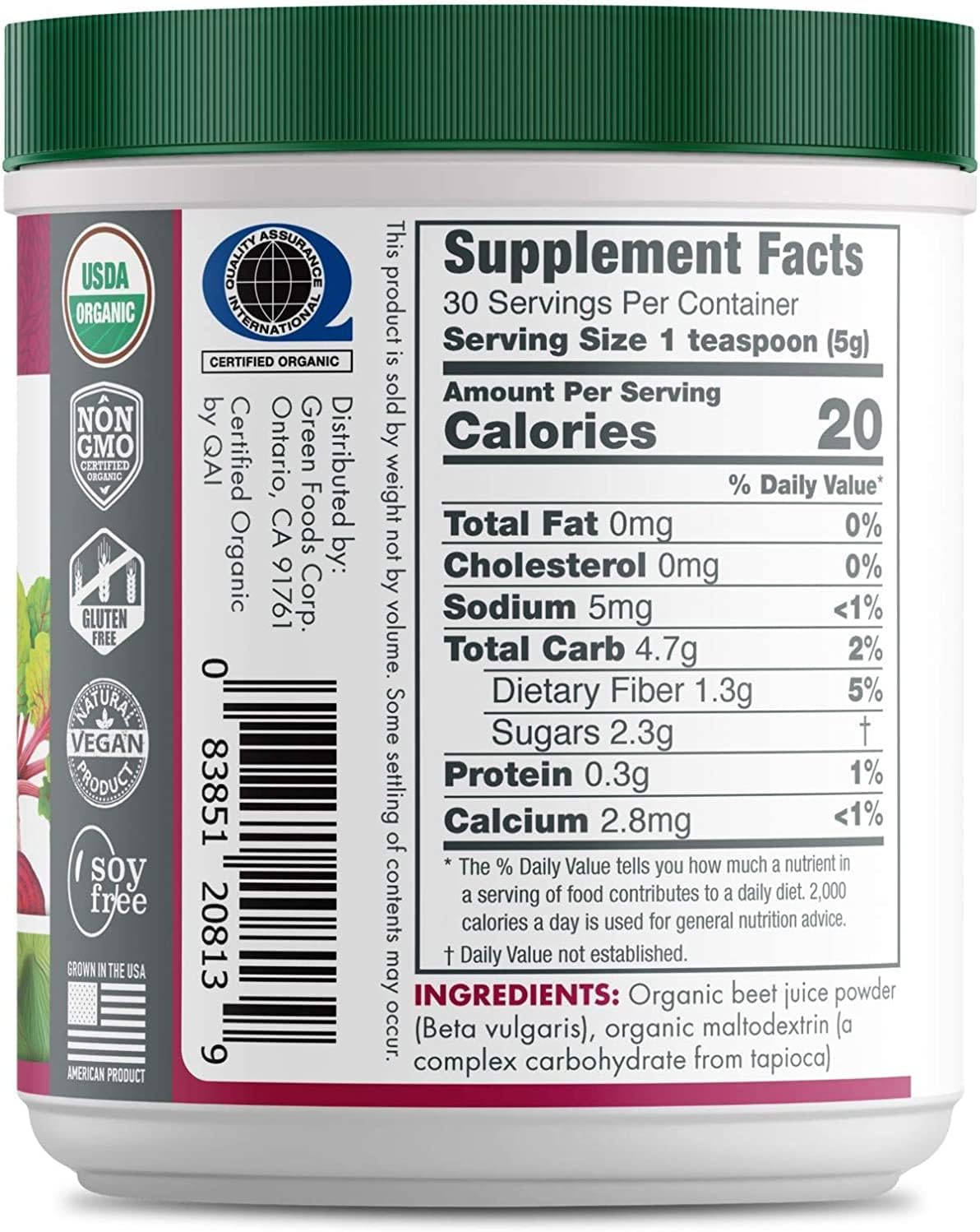 Organic Beet Essence Juice Powder - Nitric Oxide Superfood for Natural Energy and Endurance - 5.3oz (30 Servings) - Worldwide Nutrition Green Foods