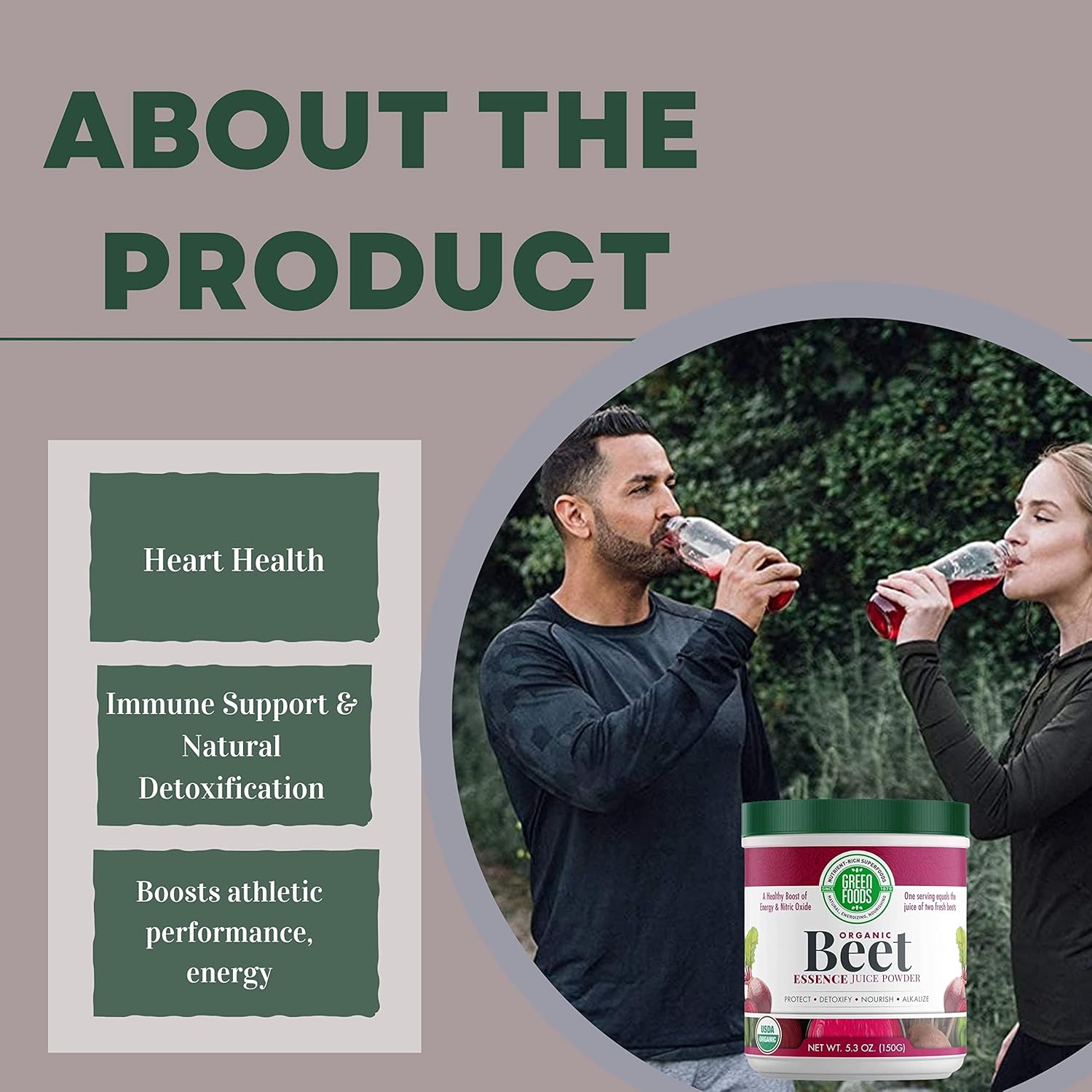 Organic Beet Essence Juice Powder - Nitric Oxide Superfood for Natural Energy and Endurance - 5.3oz (30 Servings) - Worldwide Nutrition Green Foods