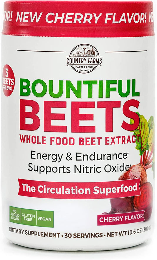 Organic Beet Extract Superfood for Healthy Circulation and Energy Boost, Cherry Flavor, 30 Servings