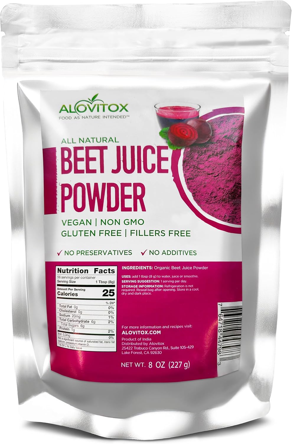Organic Beet Juice Powder - 100% Fresh & USDA Certified - Nitric Oxide Superfood for Lowering Blood Pressure, Oxygen Balance, and Stamina - 8 oz