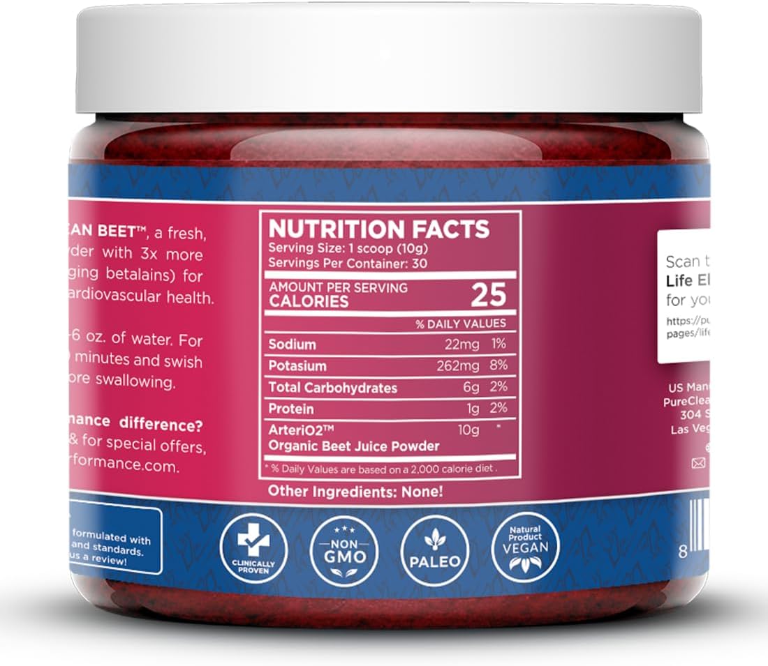 Organic Beet Juice Powder - Nitric Oxide Supplement - 100% USA Grown Beets - 60 Servings - 300g - 2 Jars