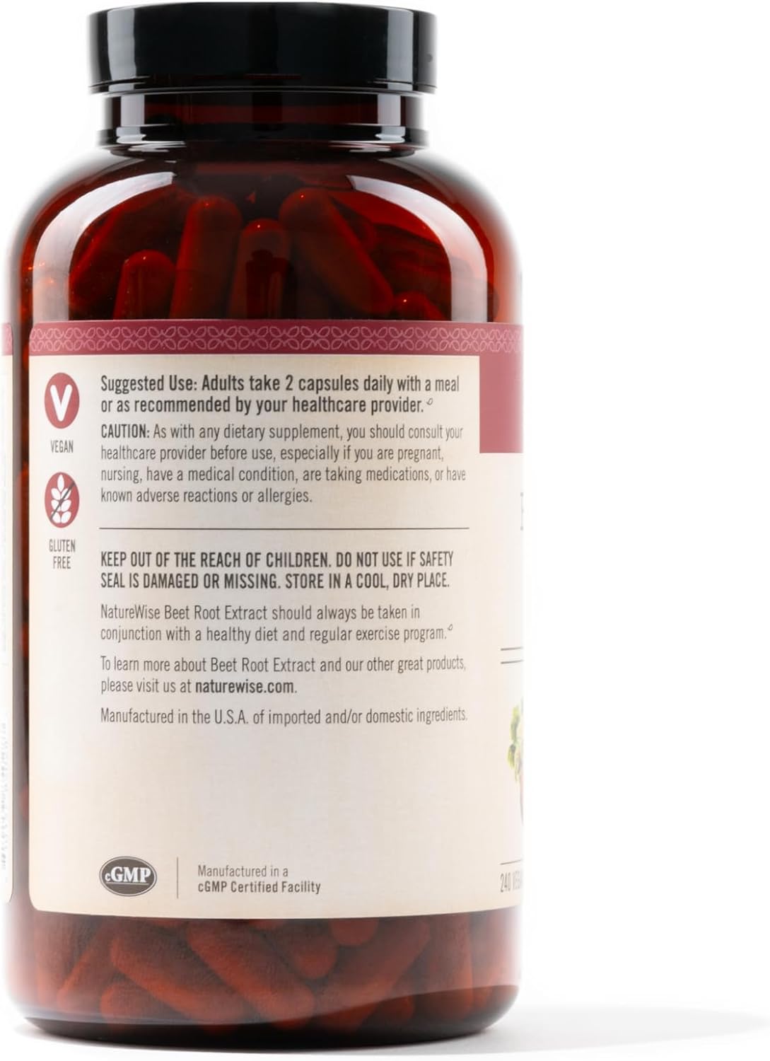 Organic Beet Root Capsules 1300mg - Nitric Oxide Booster for Heart Health - Vegan, Gluten-Free, Non-GMO - 240 Capsules - 4 Month Supply