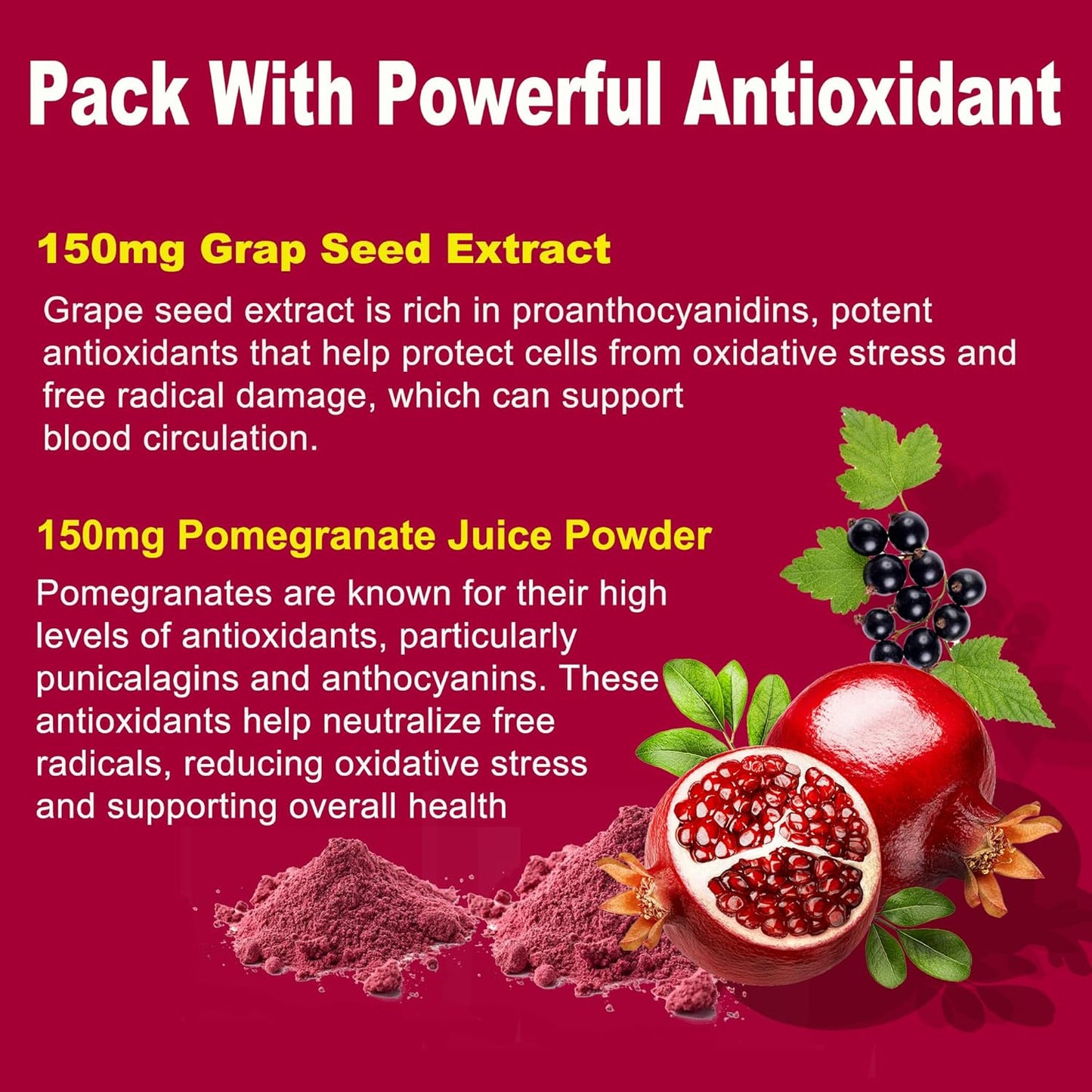 Organic Beet Root Capsules 2000mg for Circulation & Energy, Nitric Oxide Supplement with Grape Seed Extract & Pomegranate Juice Powder, Non GMO - 240 Count