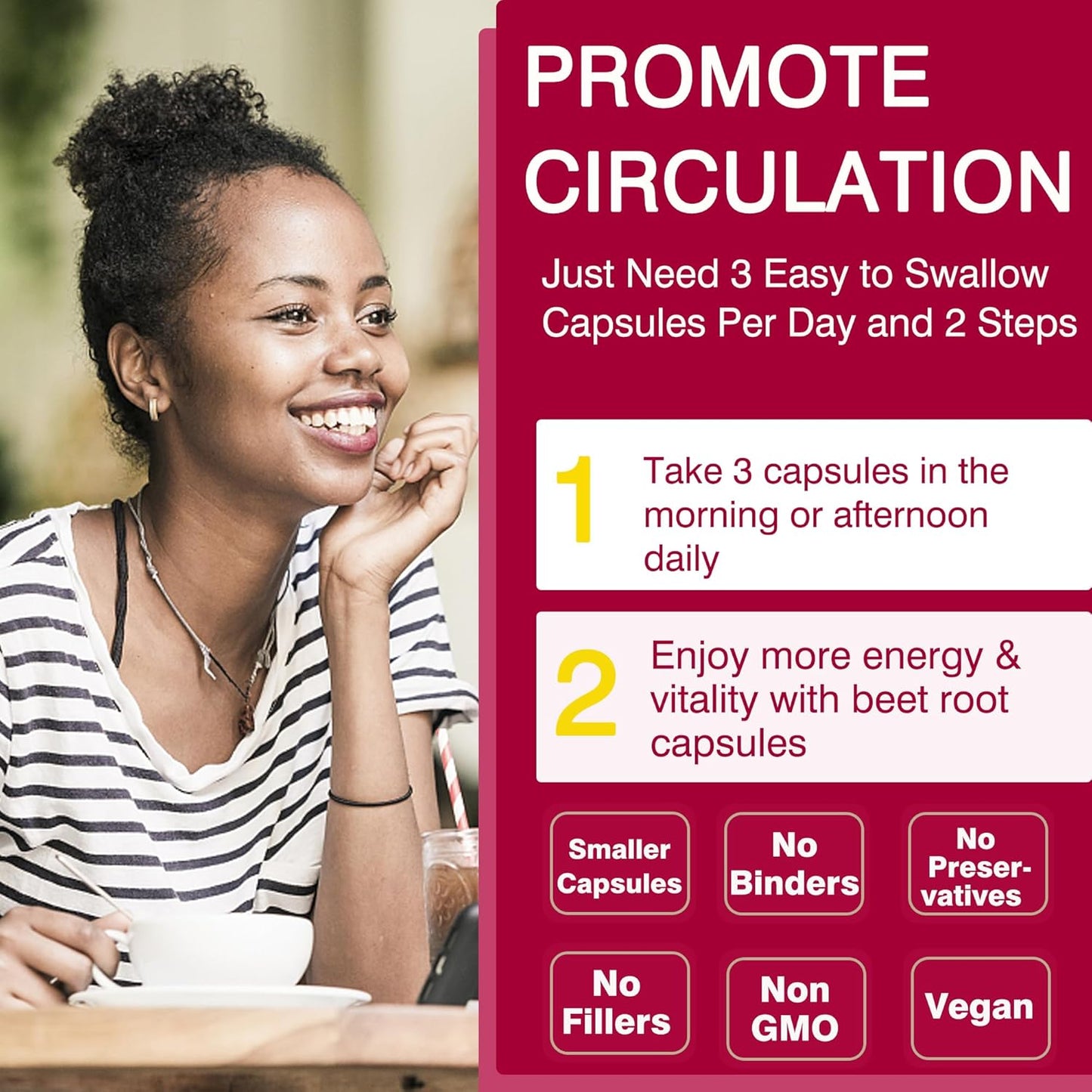 Organic Beet Root Capsules 2000mg for Circulation & Energy, Nitric Oxide Supplement with Grape Seed Extract & Pomegranate Juice Powder, Non GMO - 240 Count