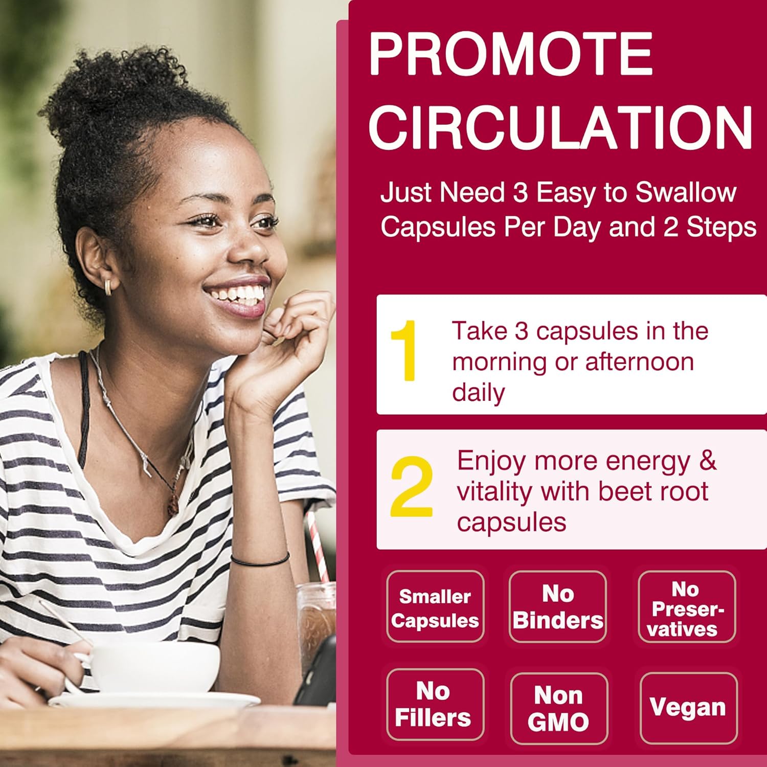 Organic Beet Root Capsules 2000mg for Circulation & Energy, Nitric Oxide Supplement with Grape Seed Extract & Pomegranate Juice Powder, Non GMO - 240 Count