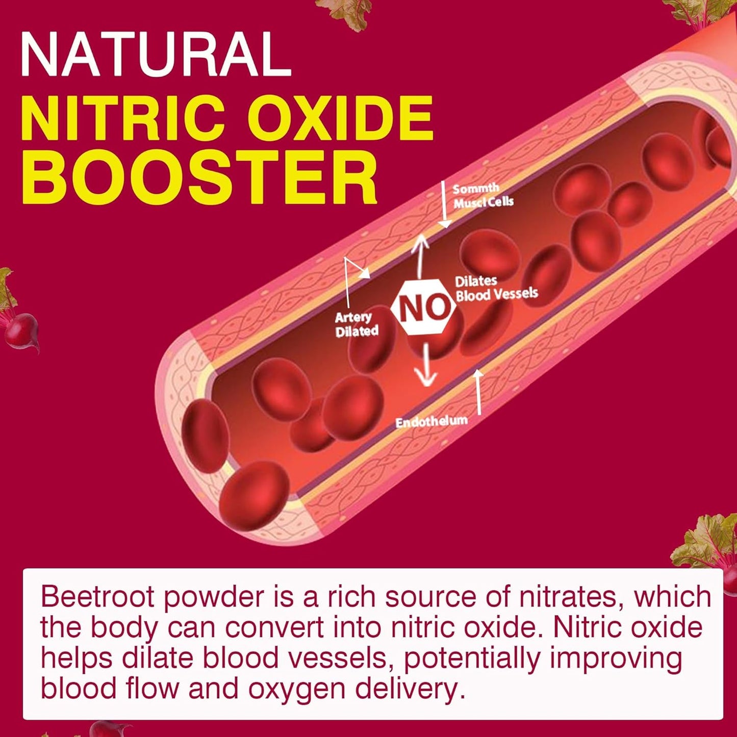 Organic Beet Root Capsules 2000mg for Circulation & Energy, Nitric Oxide Supplement with Grape Seed Extract & Pomegranate Juice Powder, Non GMO - 240 Count