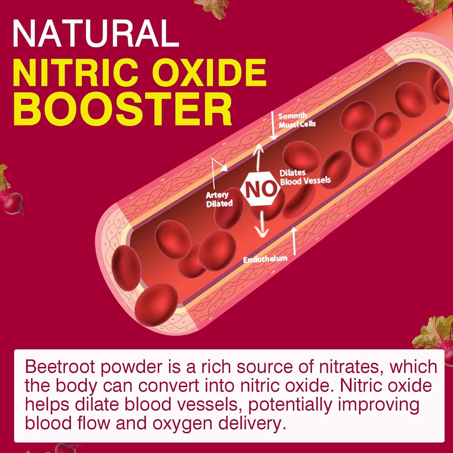 Organic Beet Root Capsules 2000mg for Circulation & Energy, Nitric Oxide Supplement with Grape Seed Extract & Pomegranate Juice Powder, Non GMO - 240 Count