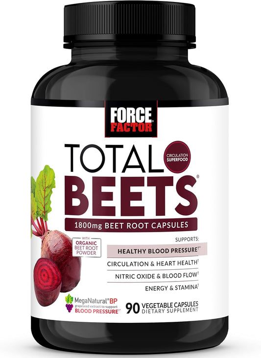 Organic Beet Root Capsules for Blood Pressure Support - 1800mg Powder Blend - 90 Veg Caps - Circulation & Blood Flow Supplement