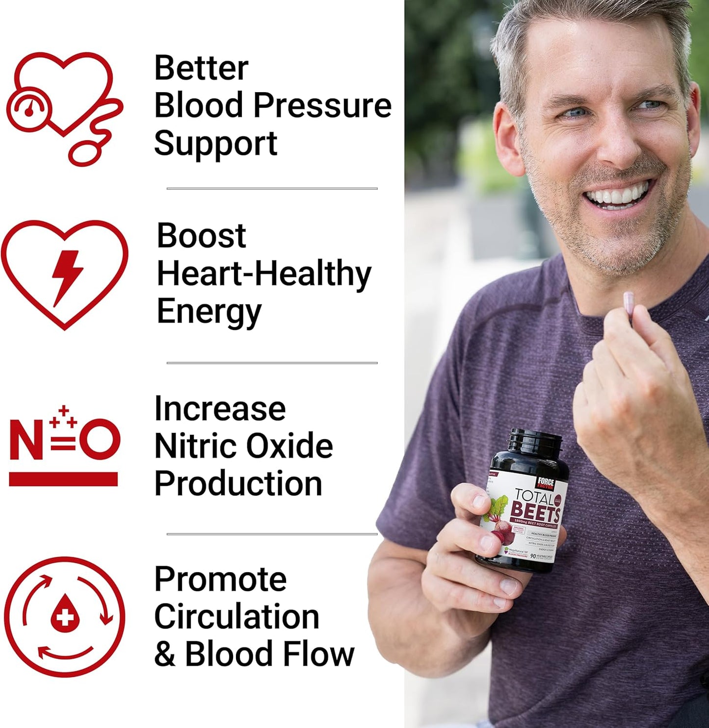 Organic Beet Root Capsules for Blood Pressure Support - 1800mg Powder Blend - 90 Veg Caps - Circulation & Blood Flow Supplement