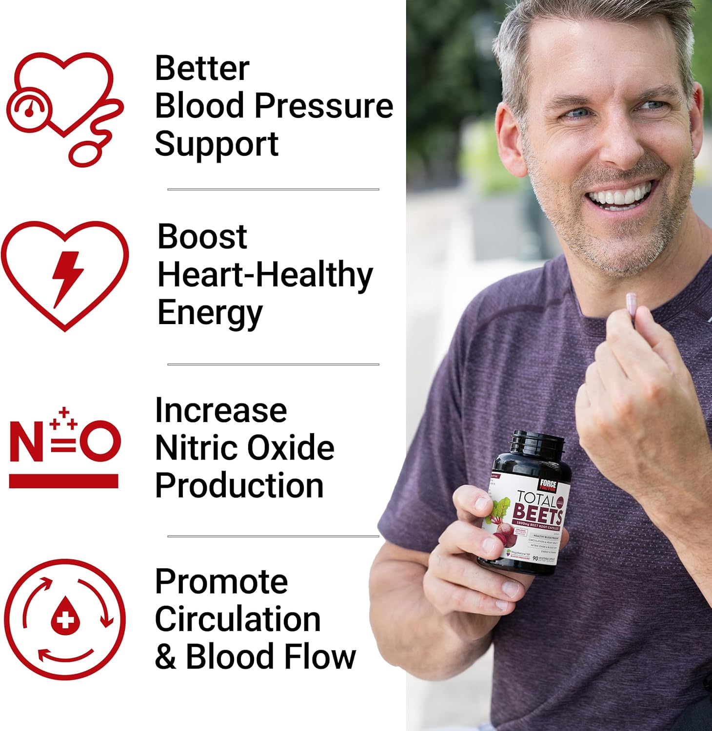 Organic Beet Root Capsules for Blood Pressure Support - 1800mg Powder Blend - 90 Veg Caps - Circulation & Blood Flow Supplement