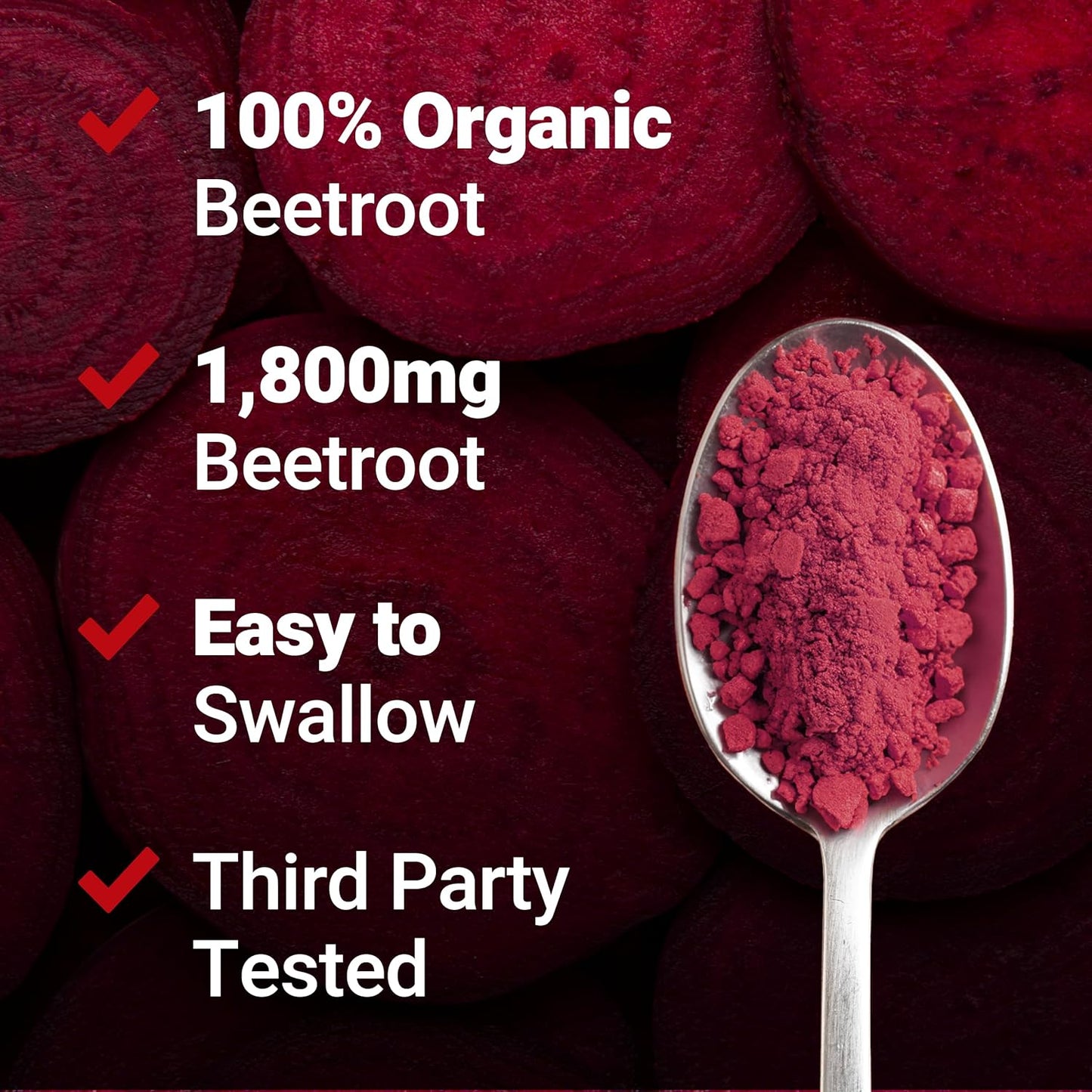 Organic Beet Root Capsules for Blood Pressure Support - 1800mg Powder Blend - 90 Veg Caps - Circulation & Blood Flow Supplement