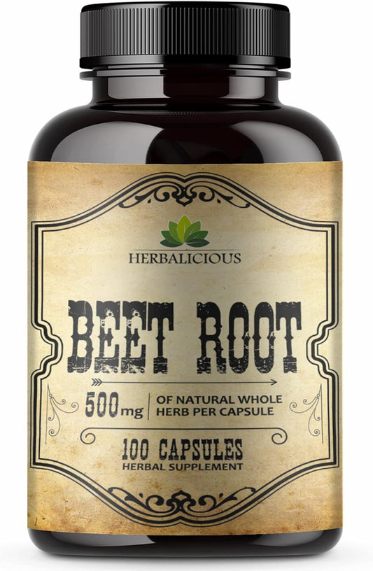 Organic Beet Root Capsules for Enhanced Athletic Performance, Liver Support, and Natural Energy Boost - 100 Capsules