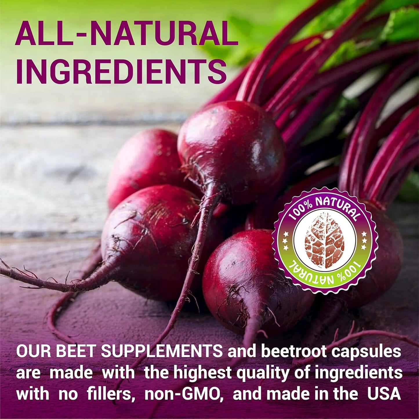 Organic Beet Root Capsules for Enhanced Athletic Performance, Liver Support, and Natural Energy Boost - 100 Capsules