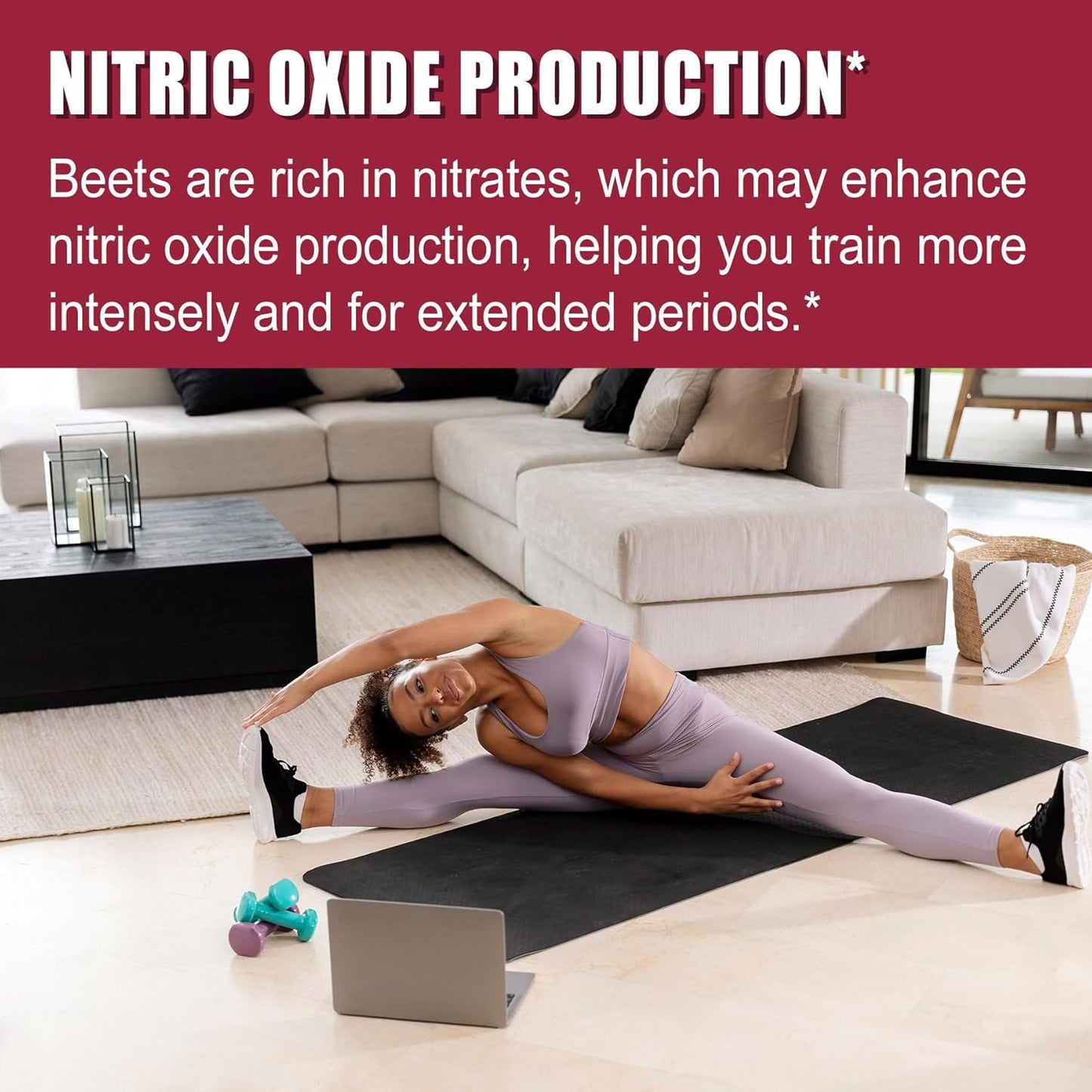 Organic Beet Root Gummies with L-Arginine 1400mg for Energy, Blood Flow & Circulation - Vegan, Non-GMO, 120 Count