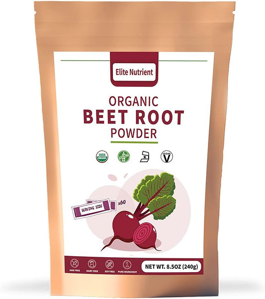 Organic Beet Root Powder - Non-GMO, Gluten Free, Vegan Superfood - Nitric Oxide Booster for Stamina & Performance