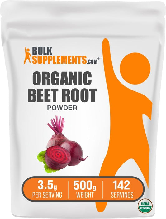 Organic Beet Root Powder - Superfood Supplement, 3500mg per Serving, Vegan & Gluten Free - 500g (1.1 lbs) Pack of 1