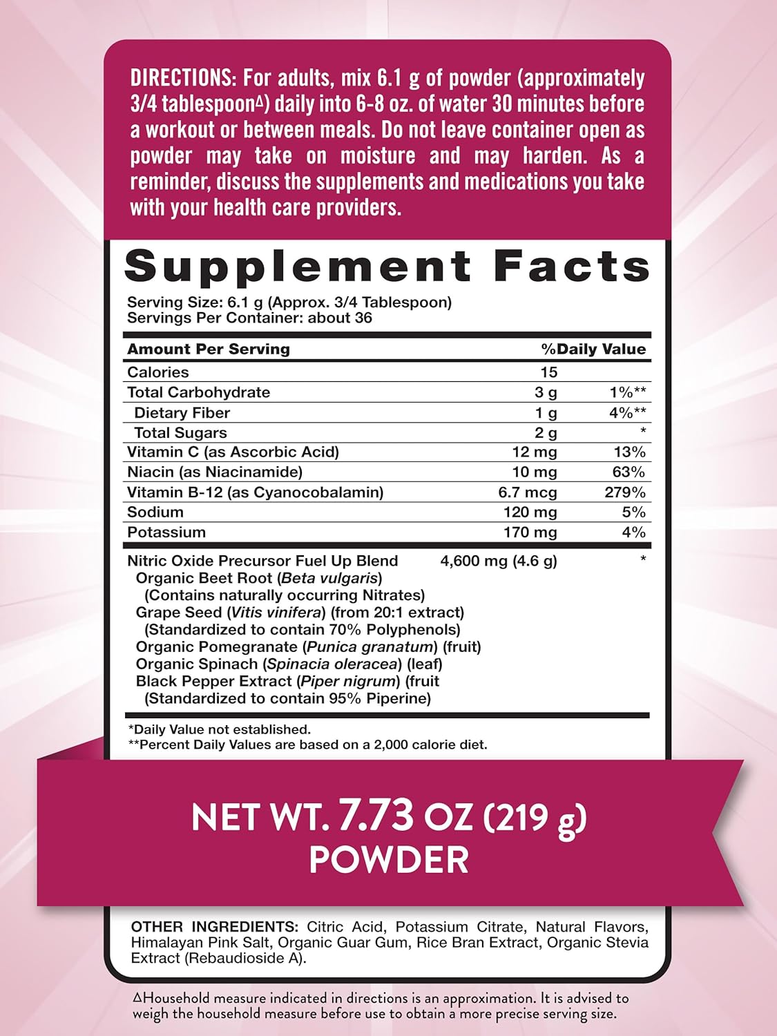 Organic Beet Root Powder 7.73 oz - Nitric Oxide Supplement for Men & Women - Vegan, Non-GMO, Gluten-Free - Mixed Berry Flavor
