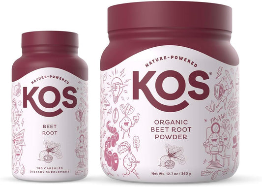 Organic Beet Root Powder and Capsules Bundle - KOS Brand