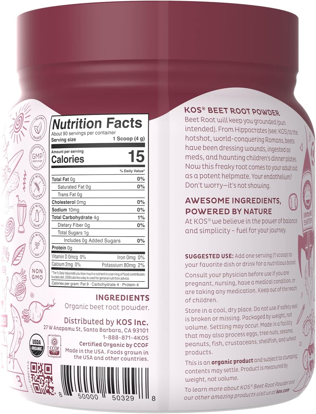 Organic Beet Root Powder and Capsules Bundle - KOS Brand