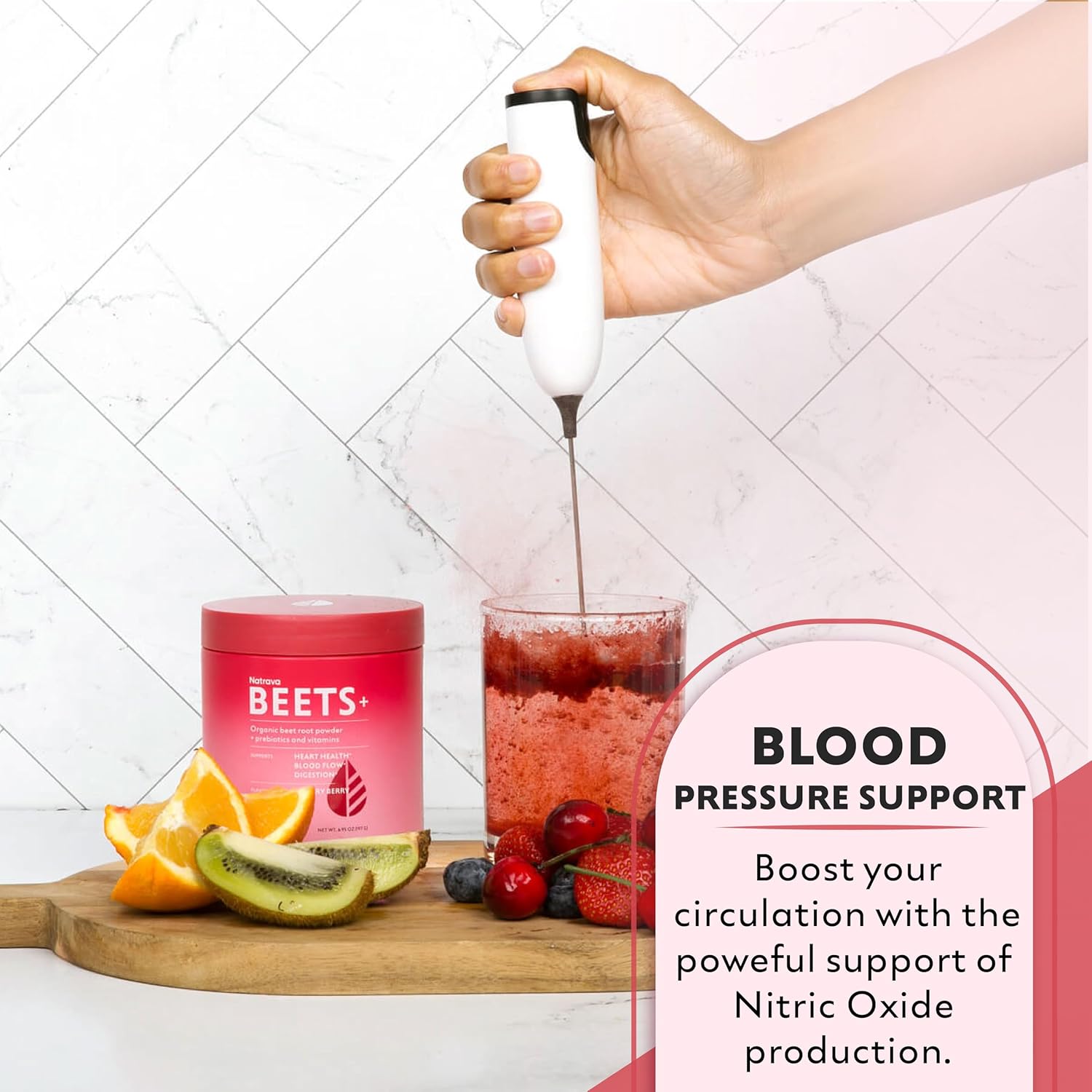 Organic Beet Root Powder Blend with Vitamins & Prebiotics for Blood Pressure Support - Heart Health Supplement
