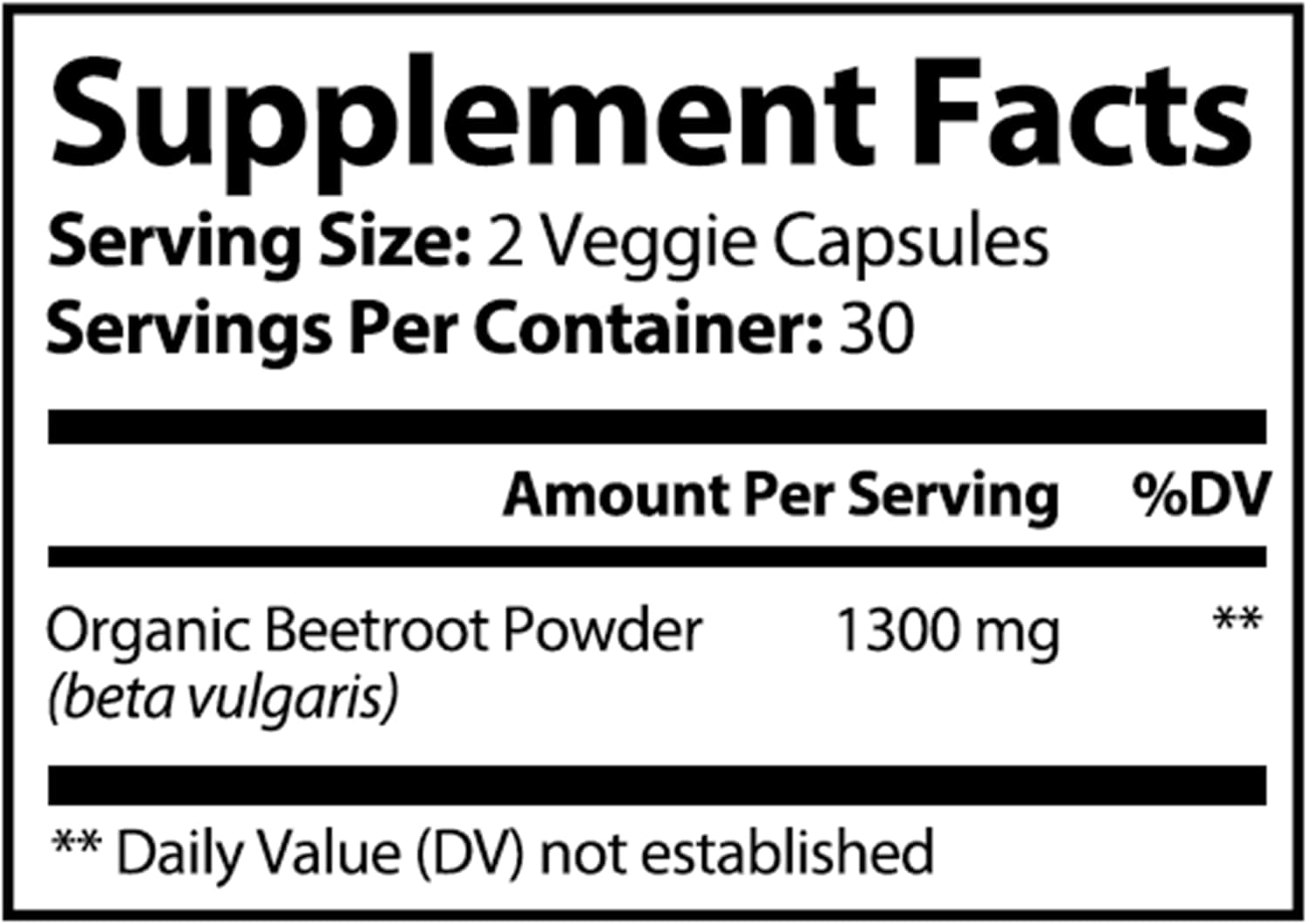 Organic Beet Root Powder Extract Capsules - Promotes Blood Circulation & Nitric Oxide Production - 1300mg, 60 Veggie Caps