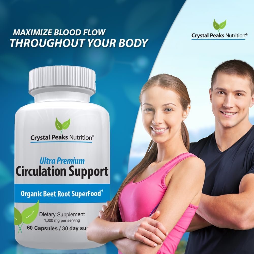 Organic Beet Root Powder Extract Capsules - Promotes Blood Circulation & Nitric Oxide Production - 1300mg, 60 Veggie Caps