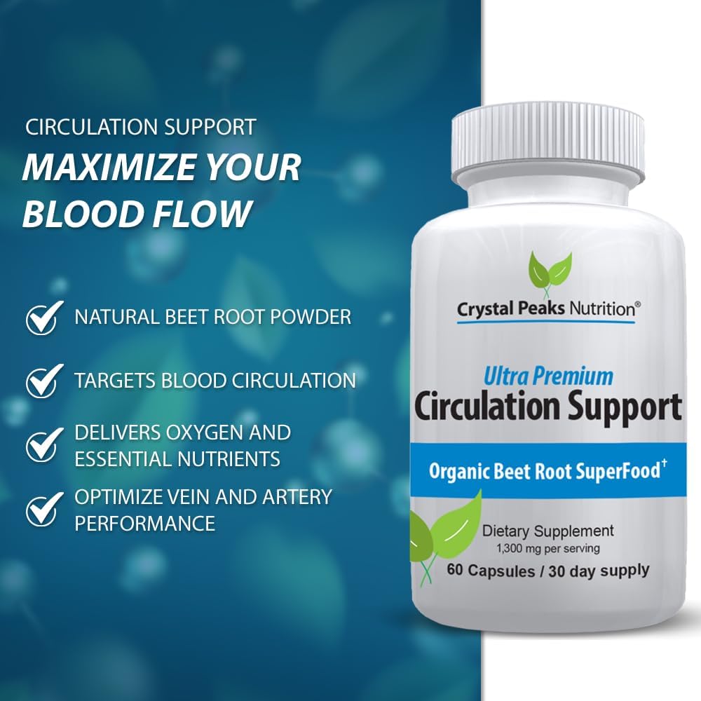 Organic Beet Root Powder Extract Capsules - Promotes Blood Circulation & Nitric Oxide Production - 1300mg, 60 Veggie Caps
