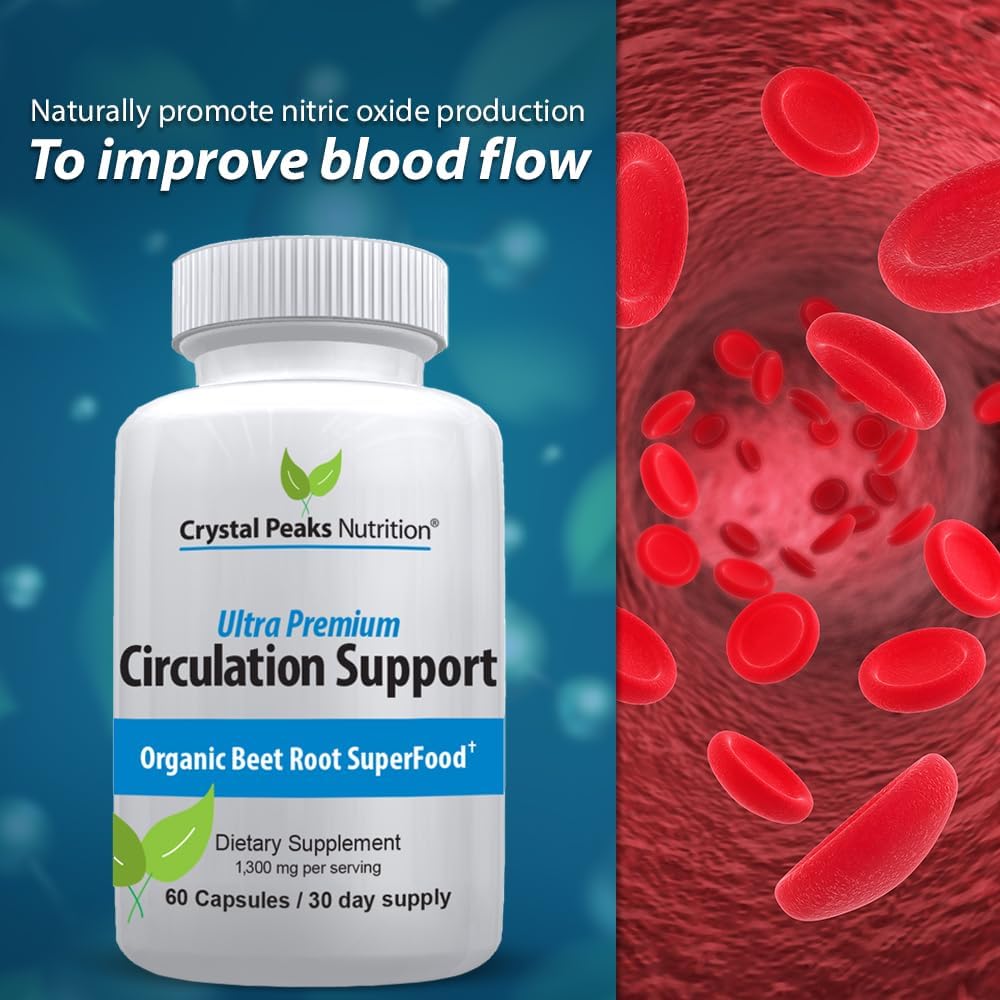 Organic Beet Root Powder Extract Capsules - Promotes Blood Circulation & Nitric Oxide Production - 1300mg, 60 Veggie Caps