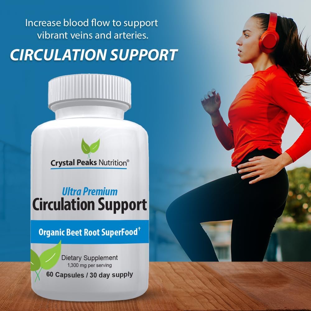 Organic Beet Root Powder Extract Capsules - Promotes Blood Circulation & Nitric Oxide Production - 1300mg, 60 Veggie Caps