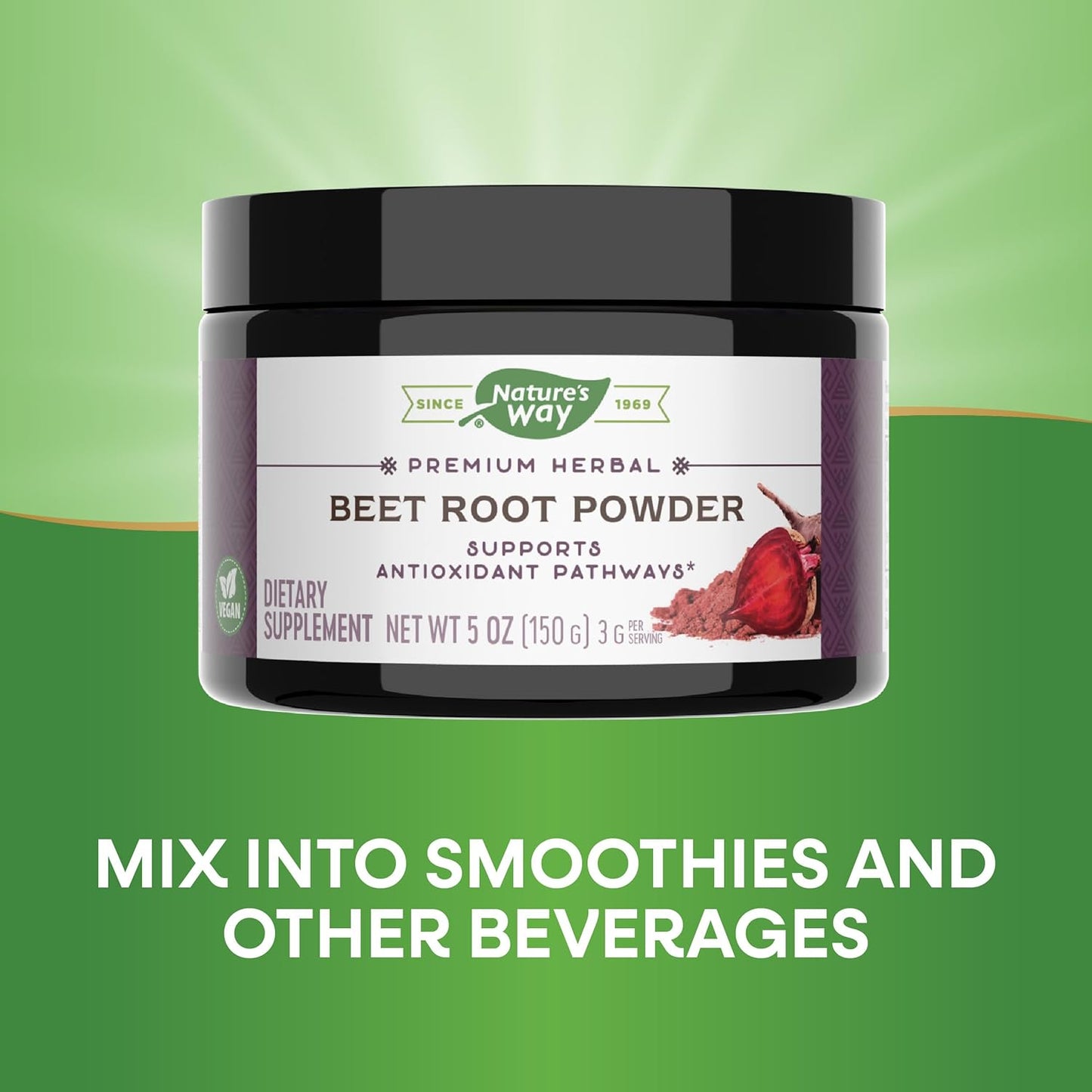 Organic Beet Root Powder for Antioxidant Support - 5 Oz Jar