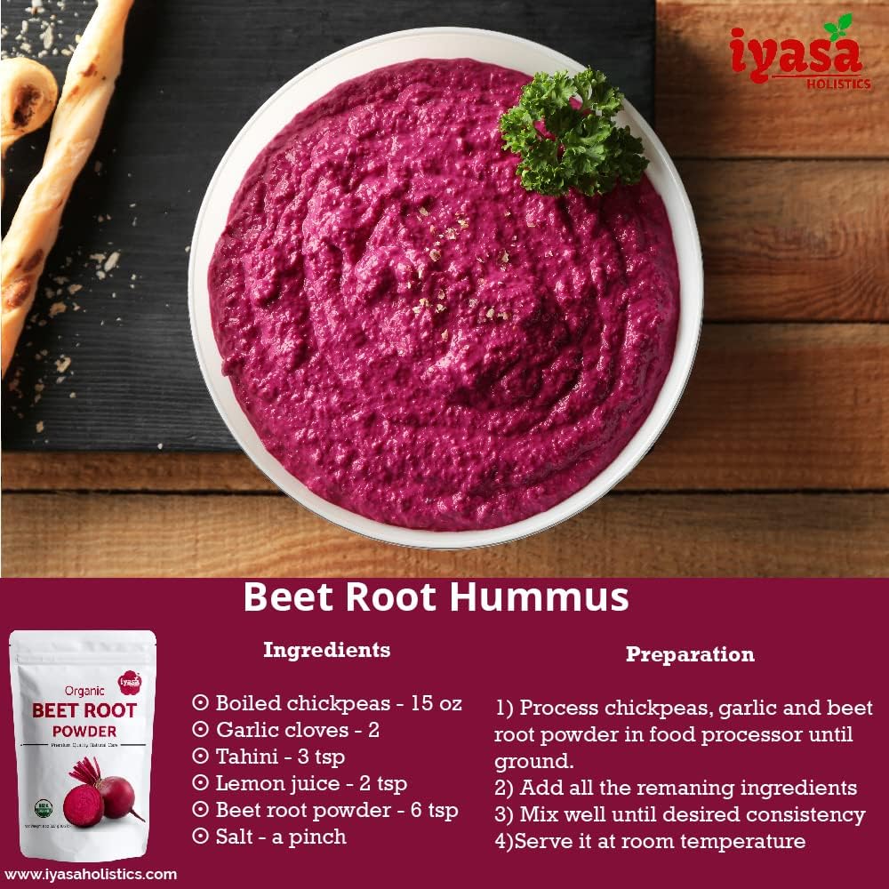 Organic Beet Root Powder for Nitric Oxide Boost and Blood Circulation Support - 8 oz Vegan Superfood