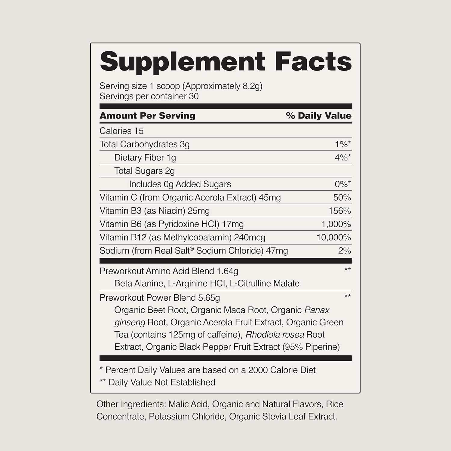 Organic Beet Root Powder Pre Workout Supplement for Energy & Heart Health, Nitric Oxide Boost, Mixed Berry Flavor, 30 Servings