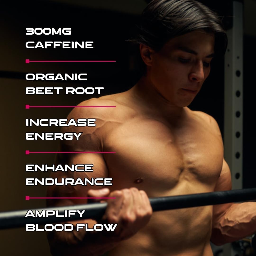 Organic Beet Root Powder Pre-Workout Supplement with Light Watermelon Flavor - 300mg Caffeine, L-Citrulline, Beta-Alanine - Naturally Sweetened, Sugar-Free - AstroLab Supplements