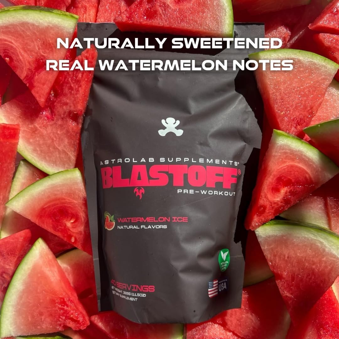 Organic Beet Root Powder Pre-Workout Supplement with Light Watermelon Flavor - 300mg Caffeine, L-Citrulline, Beta-Alanine - Naturally Sweetened, Sugar-Free - AstroLab Supplements