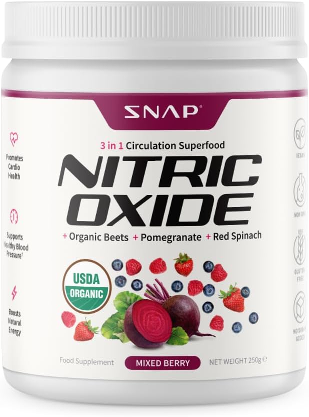Organic Beet Root Powder Supplement for Energy & Heart Health - Nitric Oxide Superfood with B Vitamins, Pomegranate & Red Spinach - Mixed Berry Flavor, 30 Servings